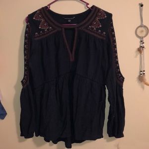 Open Arm Embroidered Top